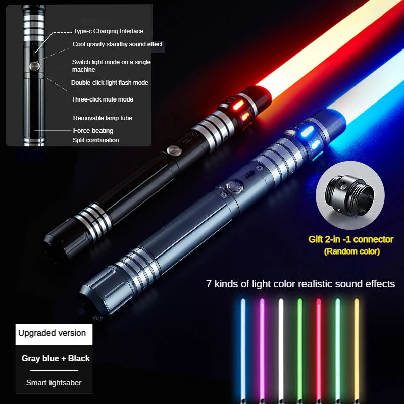 Juguete de espada láser de metal, sable de luz RGB con 7 colores, sonido, efectos Force FX, FOC Blaster, espada láser Jedi para niños, regalo