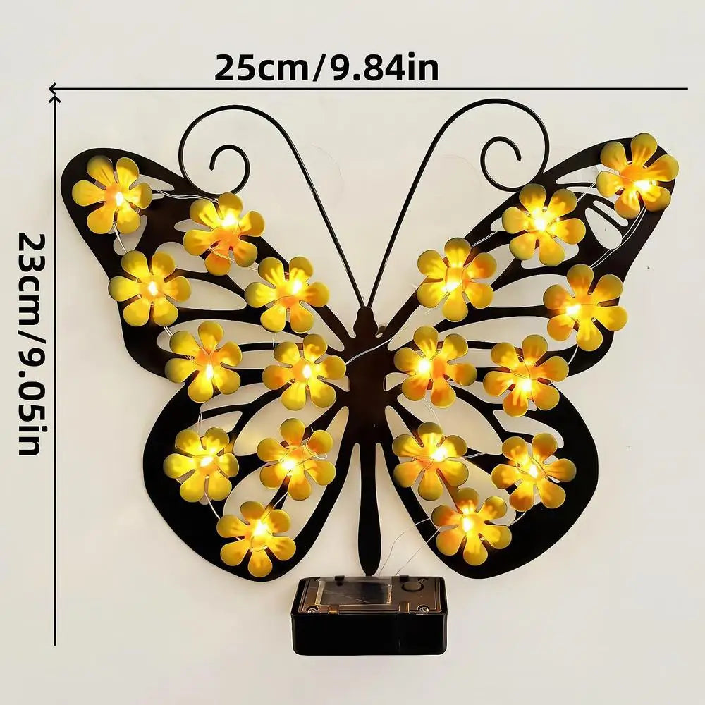 Apliques solares LED de metal para pared, decoración de jardín, diseños de mariposa/abeja/búho, divertida lámpara decorativa para pared de jardín