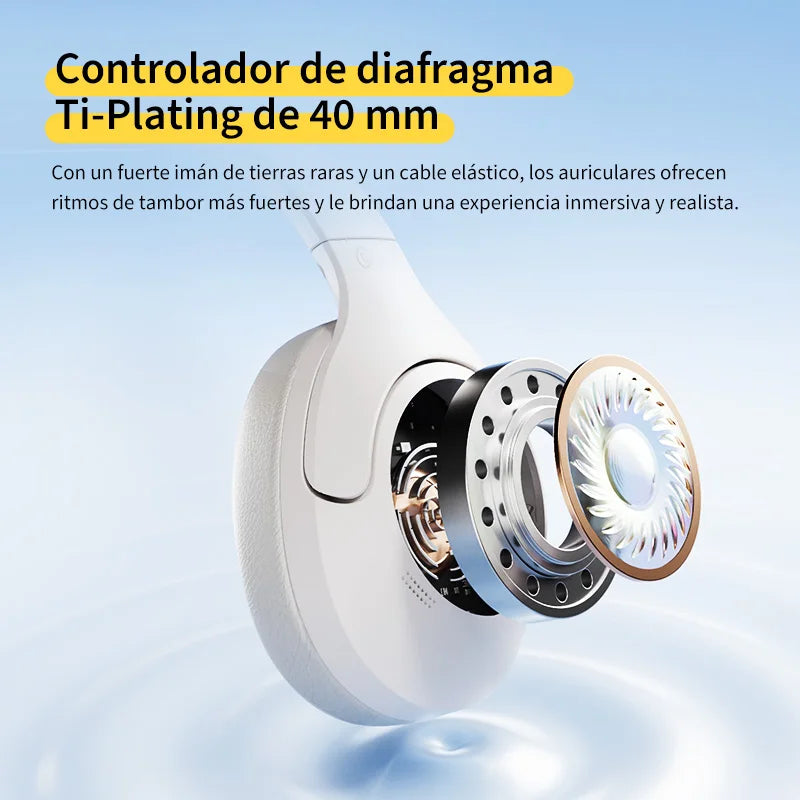 Auriculares inalámbricos QCY H3 Lite con cancelación activa de ruido (ANC), Bluetooth 5.3, controlador de 40 mm, sonido HiFi, audífonos supraaurales con conexión multipunto