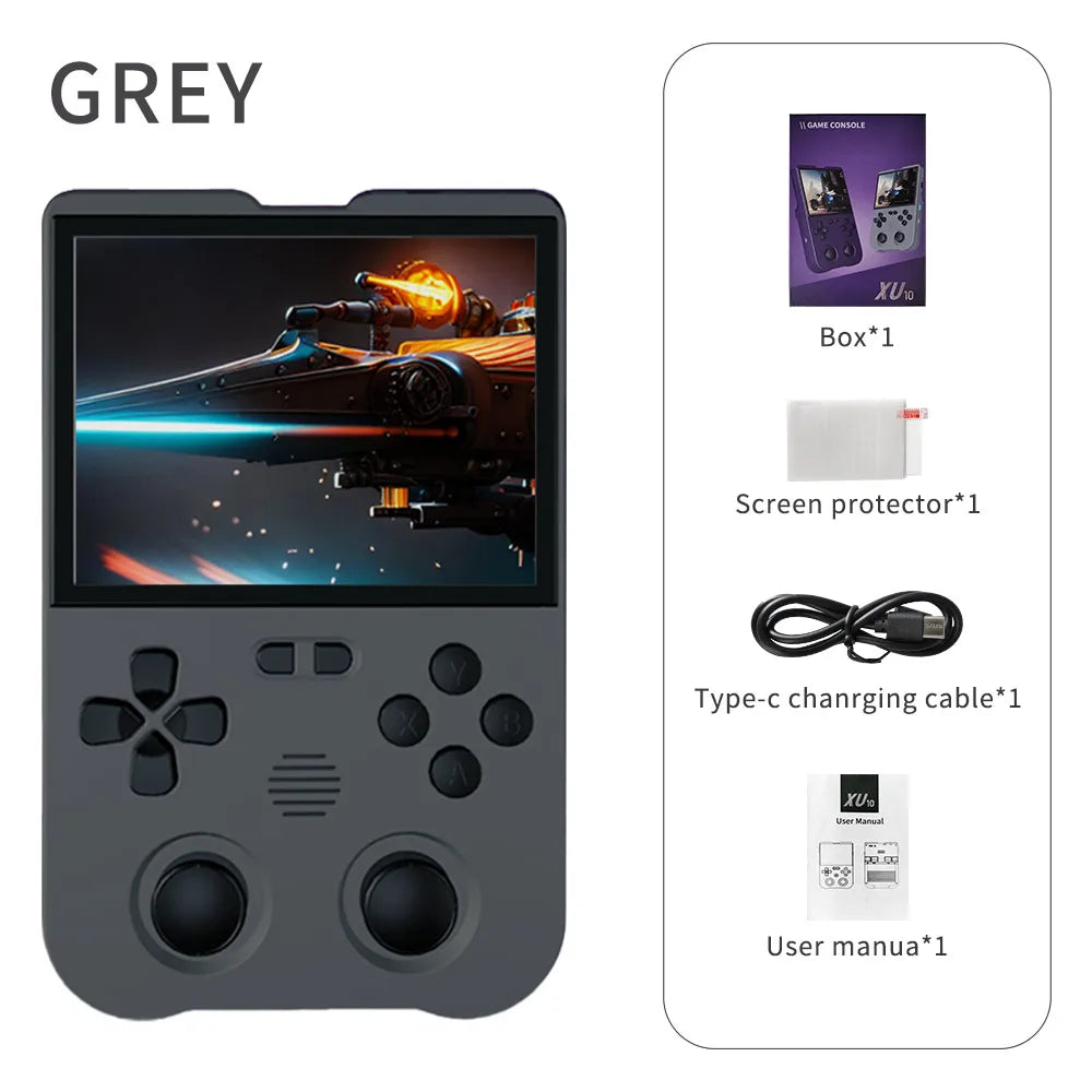Consola de juegos retro portátil XU10 versión 2.0, sistema Linux, pantalla IPS de 3,5 pulgadas, batería de 3000 mAh, reproductor de videojuegos retro nostálgico