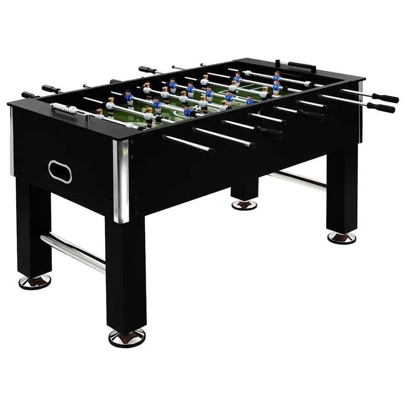 Mesa de futbolín de acero negro 140x74,5x87,5 cm, sala de juegos, sótano, cueva de hombre, recreación, regalo del Día del Padre, fiesta de verano