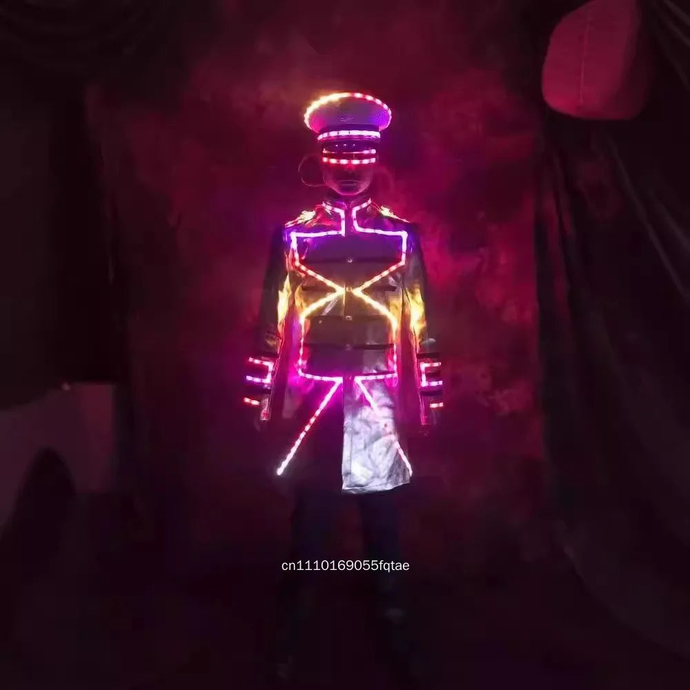Traje de Actuación para Discoteca KTV con Luces LED de Colores Intermitentes, Disfraz Luminoso con LED Brillantes para Fiesta de Halloween y Espectáculo Escénico