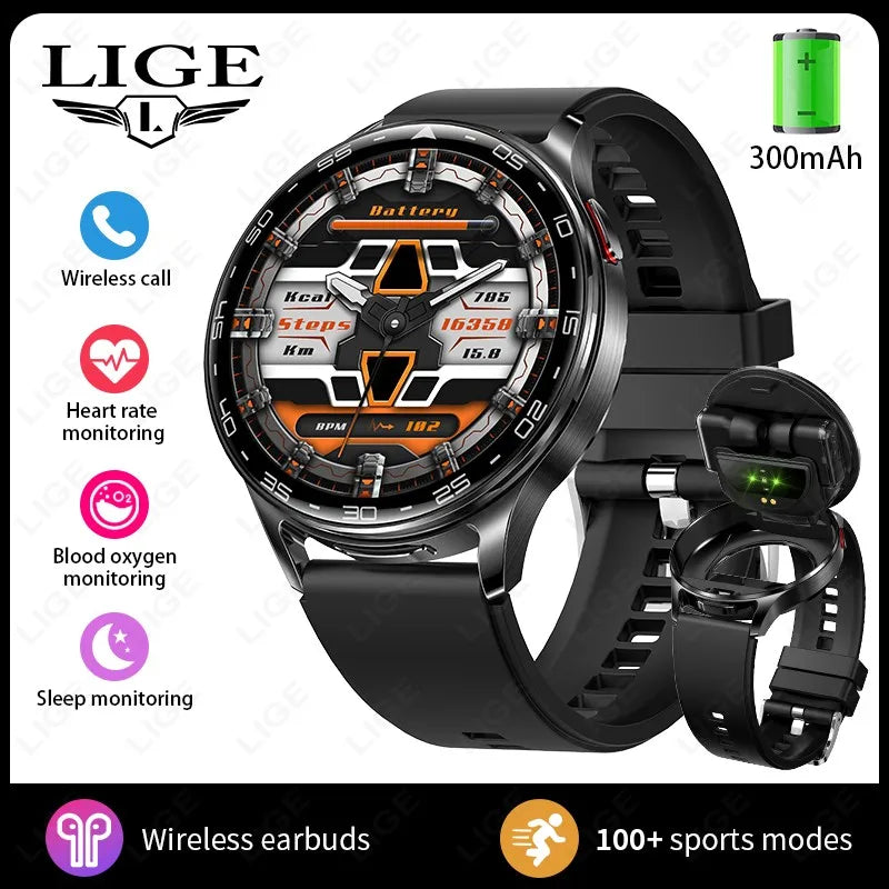 2026New TWS 2-in-1 Bluetooth Earphones Smart Watch Men Heart Rate Health Monitoring Waterproof BT Calling Music Smartwatch Women