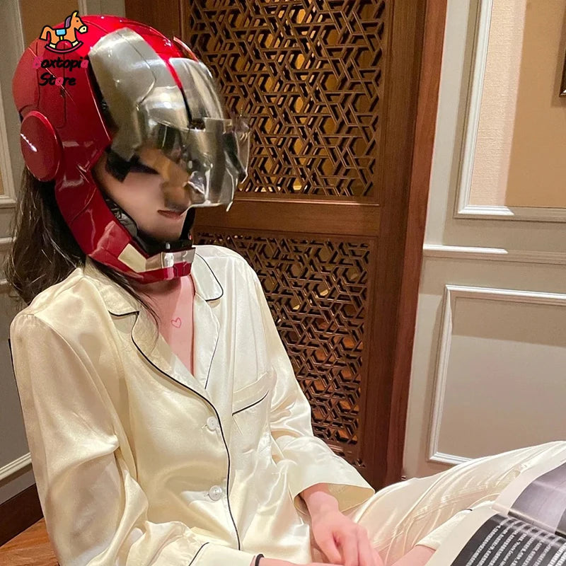 Nuevo Casco Jarvis Iron Man Mk5 y Mk50 con Luz LED, Cierre Electrónico, Control por Voz, Réplica 1:1 de Los Vengadores, Regalo de Cumpleaños para Fanáticos