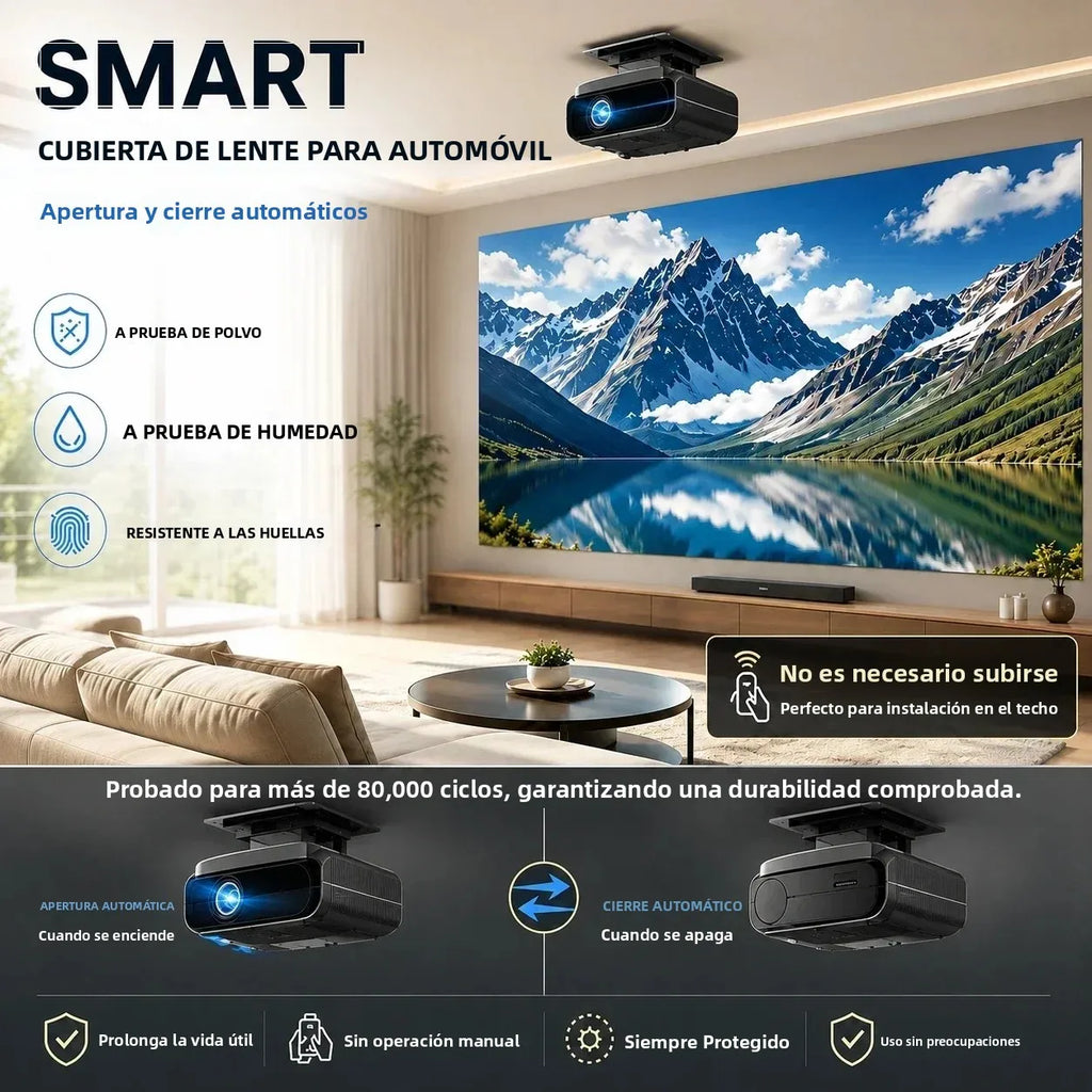 Proyector 4K 900D 4200ANSI con Resolución Nativa 1080P, Google TV, WiFi6, Enfoque Automático TOF, Proyector Inteligente para Cine en Casa, para Noches de Cine y Juegos 2026