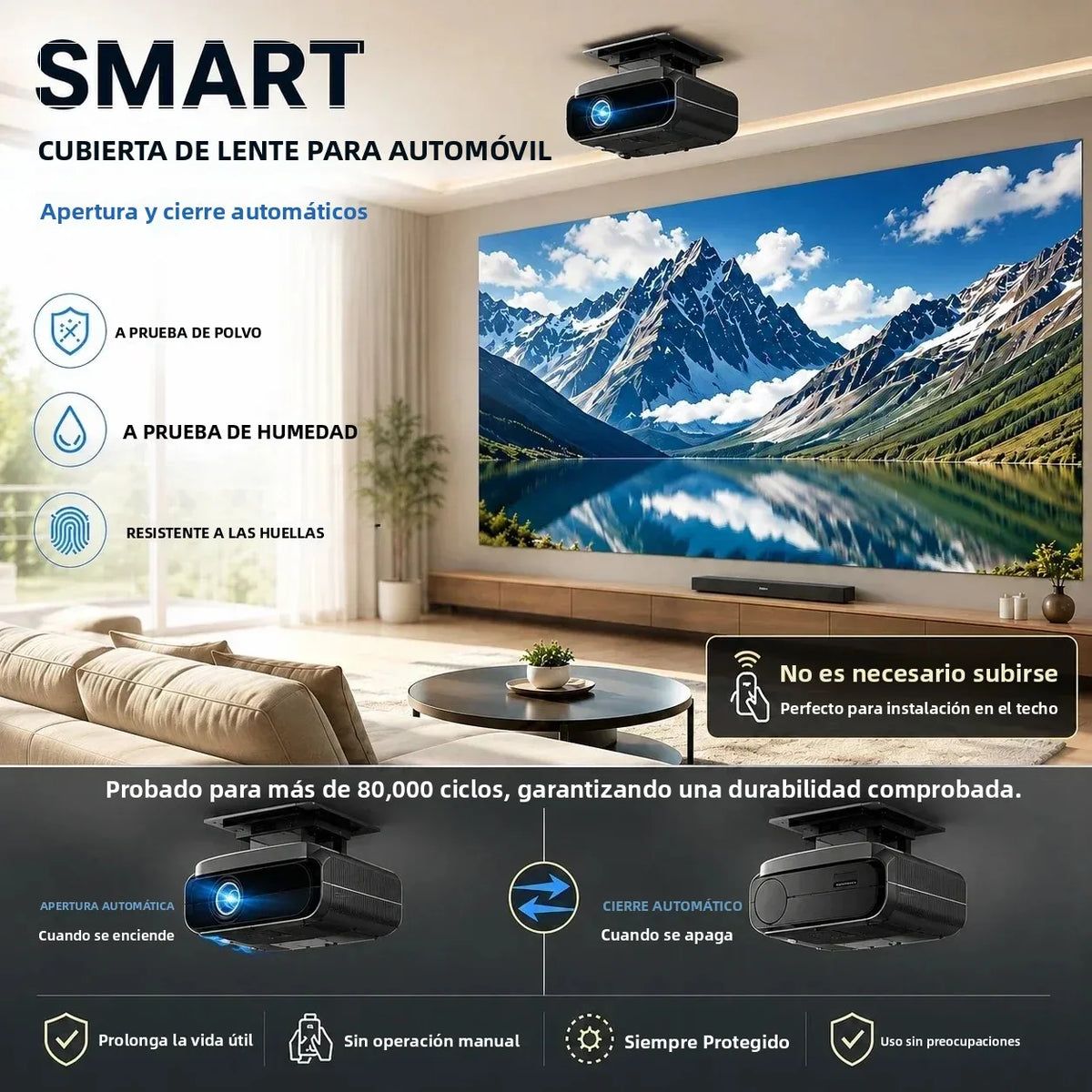 Proyector 4K 900D 4200ANSI con Resolución Nativa 1080P, Google TV, WiFi6, Enfoque Automático TOF, Proyector Inteligente para Cine en Casa, para Noches de Cine y Juegos 2026