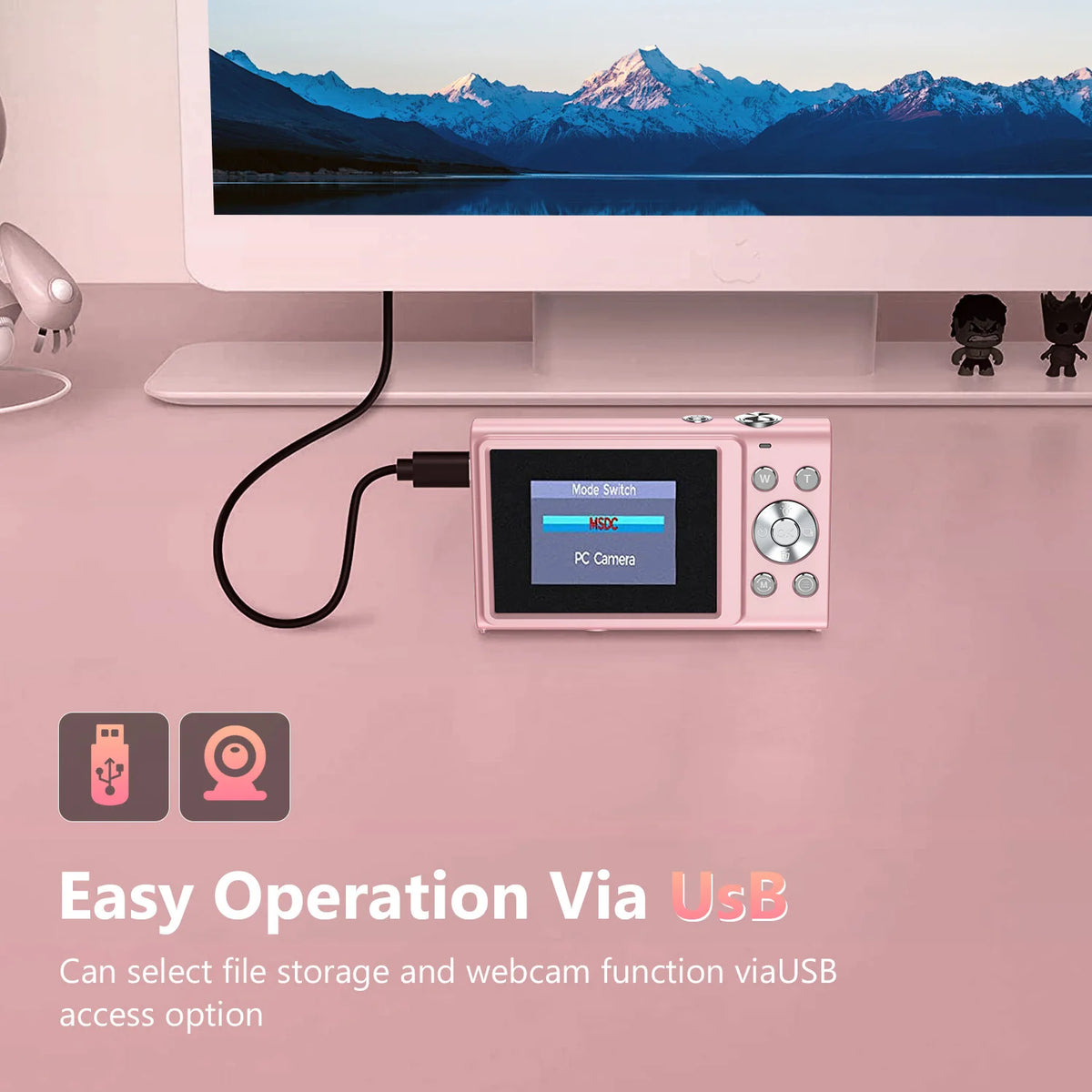 Cámara Digital 4K con Enfoque Automático, Cámara para Vlogging HD de 48MP con Pantalla Grande de 2.8 Pulgadas, Videocámara para Fotografía para Niños y Adultos