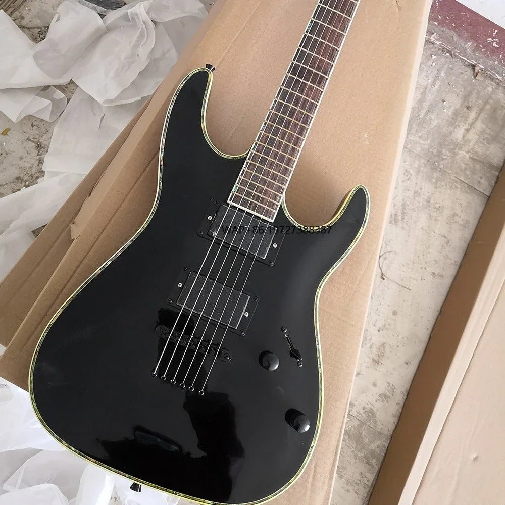 Guitarra Eléctrica Negra Brillante de Alta Calidad, Instrumentos de Cuerda, 6 Cuerdas