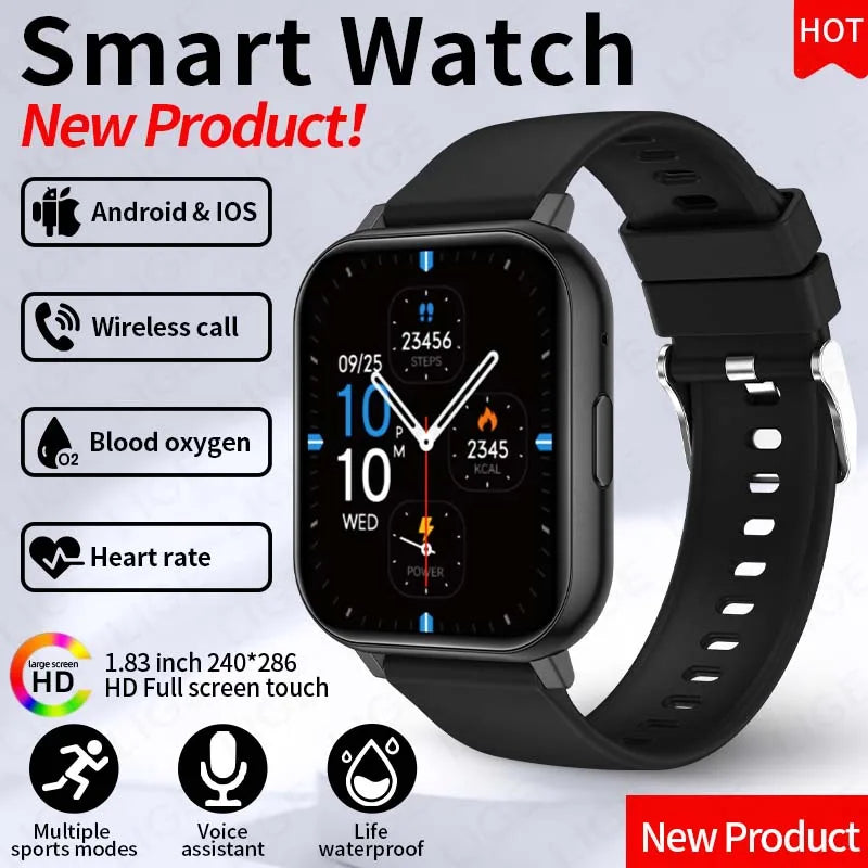 LIGE Nuevo reloj inteligente con llamadas BT para mujer, monitoreo de salud, resistente al agua IP68, notificaciones inteligentes y asistente de voz para hombre