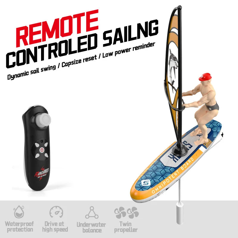 Barco de vela RC, lancha rápida a control remoto 2.4G, modelo de juguete de carreras, kayak oscilante deslumbrante, juguete acuático competitivo para piscina y exteriores para niños