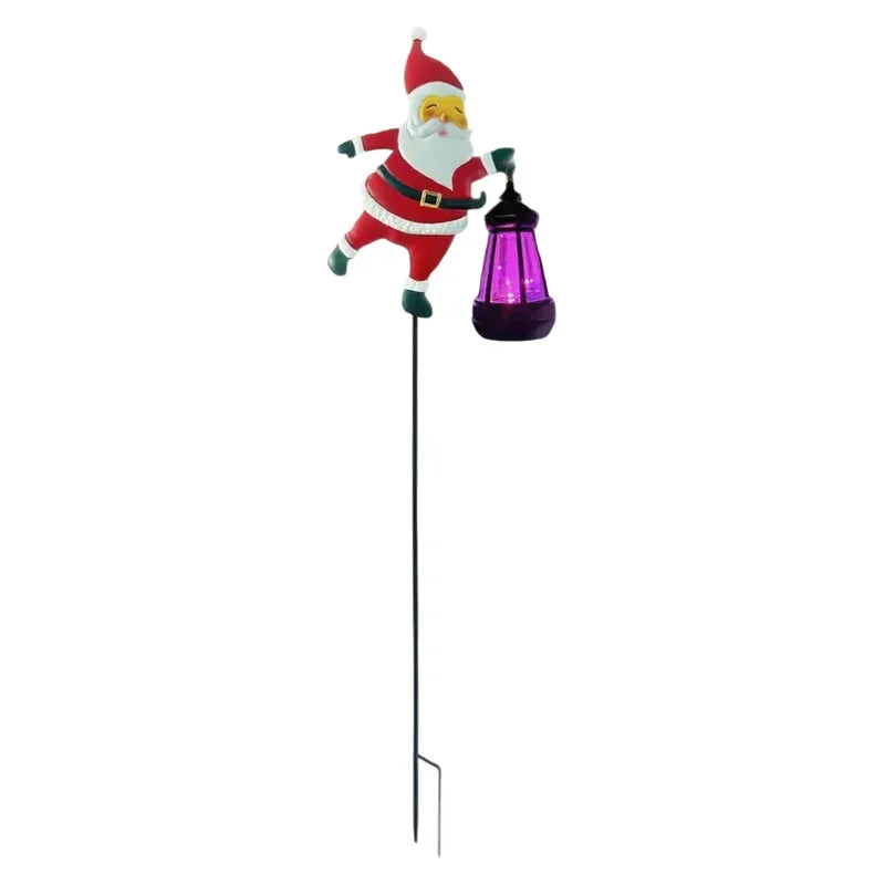 Christmas Santa Claus Kettle Solar Ground Lamp, LED Night Light Waterproof Outdoor Garden Lawn Decorative Light for Holiday Yard
