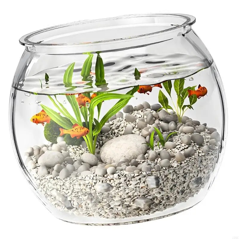 Acuario redondo para peces y tortugas, centro de mesa fácil de limpiar, pecera de escritorio J0MC