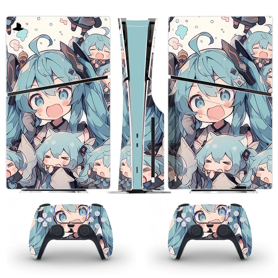 Adhesivo decorativo de vinilo para consola y mando PS5 Slim con diseño de chica anime, estilo kawaii