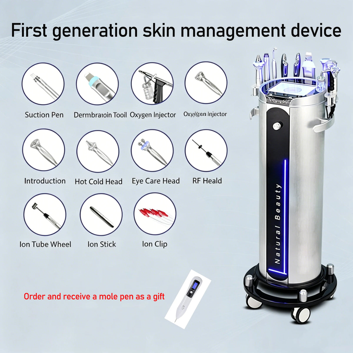Máquina Multifuncional de Rejuvenecimiento Facial con Agua, Máquina de Cuidado y Limpieza de la Piel, Limpieza Profunda y Blanqueamiento de la Piel, Adecuada para