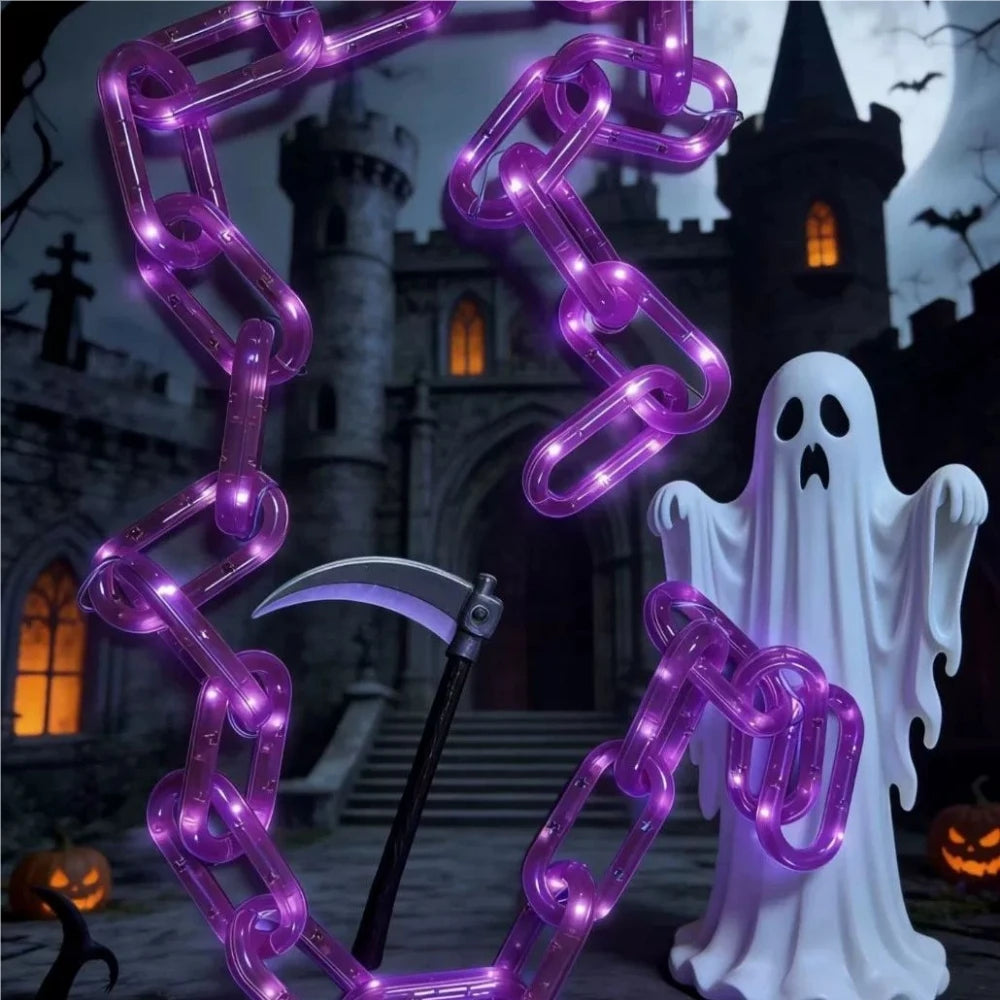 Cadena de luces LED solares de Halloween para exteriores, decoración de lámparas para patio, fiestas, celebraciones navideñas y atmósfera de terror
