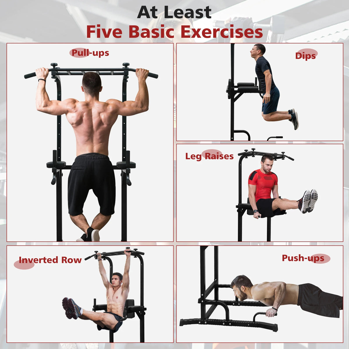 Estación de inmersión de torre eléctrica, barra de dominadas, torre de potencia multifunción, entrenamiento de realce, ejercicio Abdominal para gimnasio en casa, entrenamiento de fuerza
