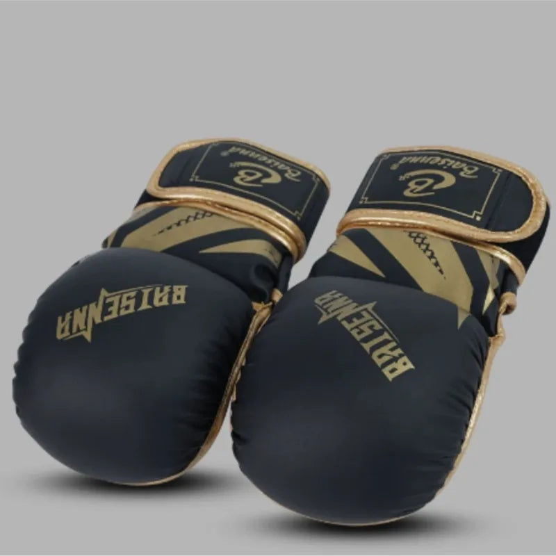 Guantes de boxeo de medio dedo, guantes de entrenamiento gruesos, guantes de lucha de cuero PU, accesorios de entrenamiento de boxeo para niños adultos
