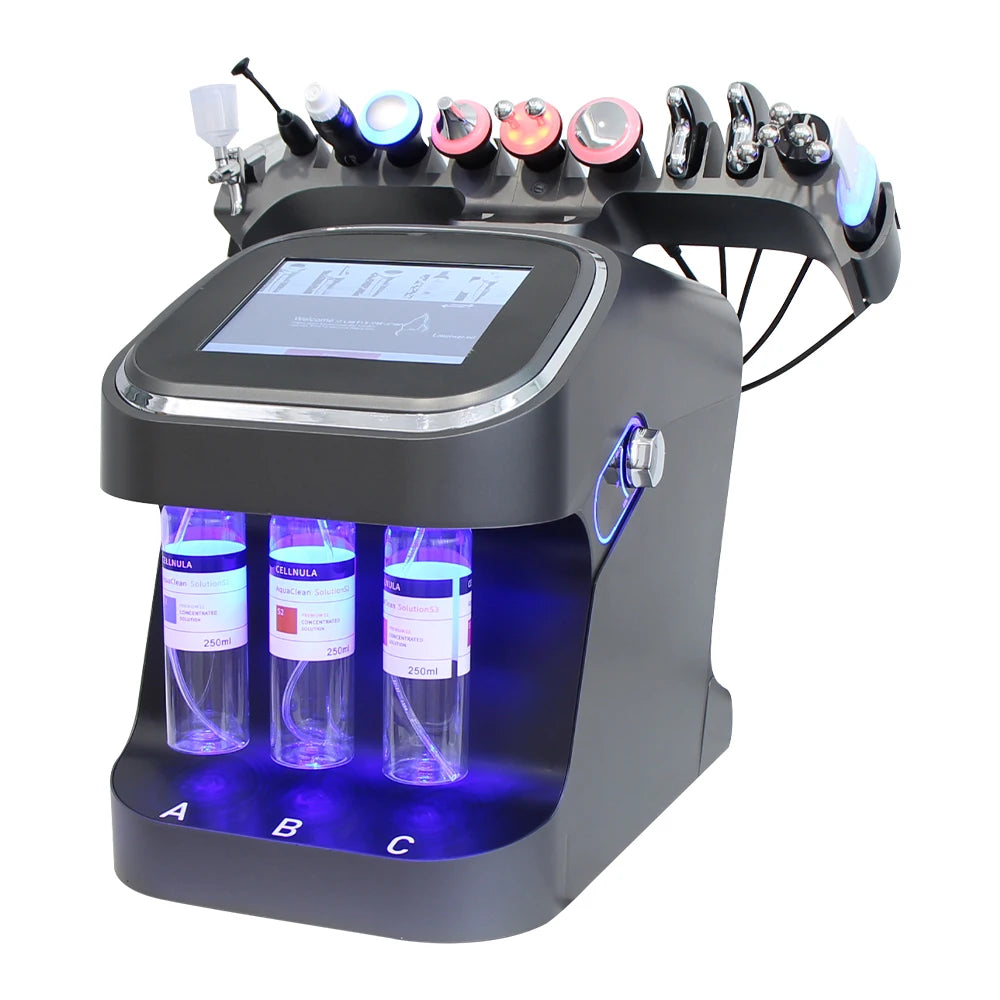 Máquina de burbujas pequeñas de oxígeno y hidrógeno 10 en 1, limpieza Facial profunda de acné, eliminación de espinillas de poros, estiramiento de la piel, hidrodermoabrasión