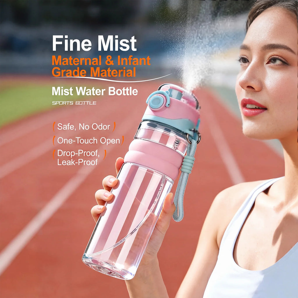 Botella de agua para niños de 750 ml, botella de agua deportiva con pulverizador y pajita, botellas de agua portátiles para viajes al aire libre, oficina, caminatas