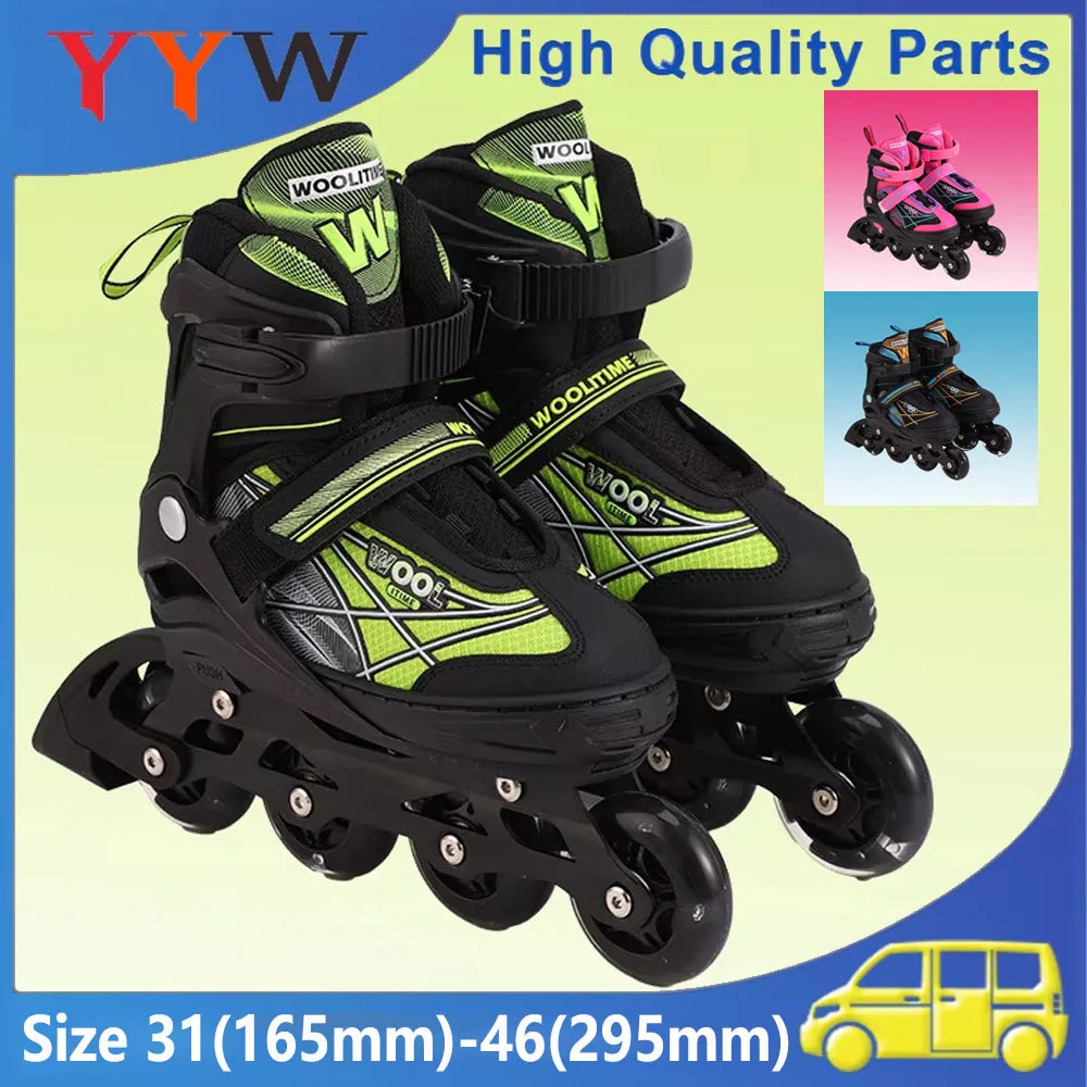 Patines en línea para mujeres y hombres, zapatos de patinaje de 4 ruedas de tamaño ajustable para niños y niñas, zapatillas de patinaje al aire libre para principiantes