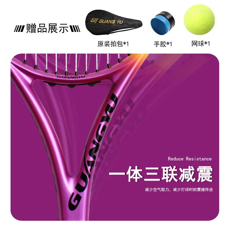 Raqueta de Tenis de Carbono Completo, Individual, Especial para Juego, Grado Profesional, Resistente a Impactos, Ultraligera, de Fibra de Carbono para Adultos