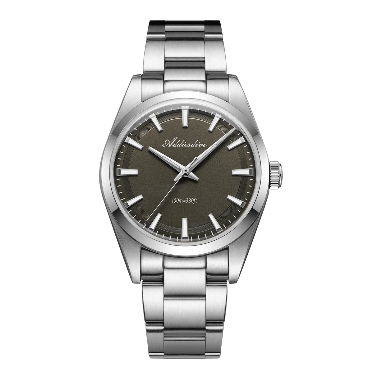 Reloj de cuarzo casual de negocios para hombre ADDIESDIVE, luminiscencia BGW9, resistente al agua 100M, reloj de vestir de acero inoxidable para uso diario en oficina, 36mm