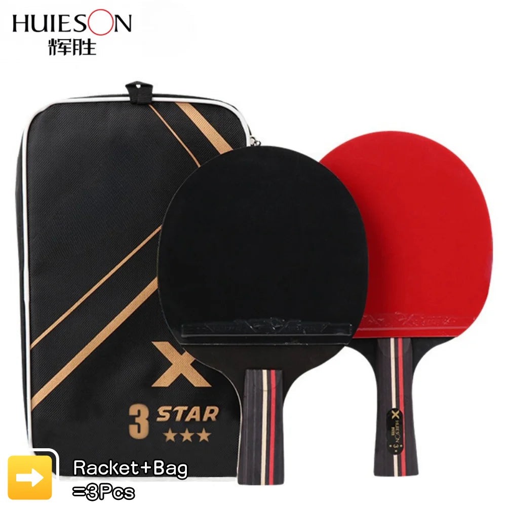 Raqueta de Tenis de Mesa HuIESon Oficial de 3/5 Estrellas, Raqueta Profesional de Entrenamiento de Carbono para Tenis de Mesa