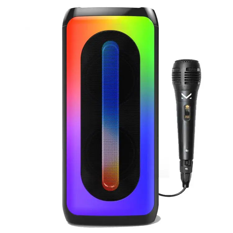 Altavoz inalámbrico para fiestas de 160 W Majestic Flame 2 Pro Bk, doble woofer de 4", micrófono incluido, luces LED, TWS, USB-C, negro