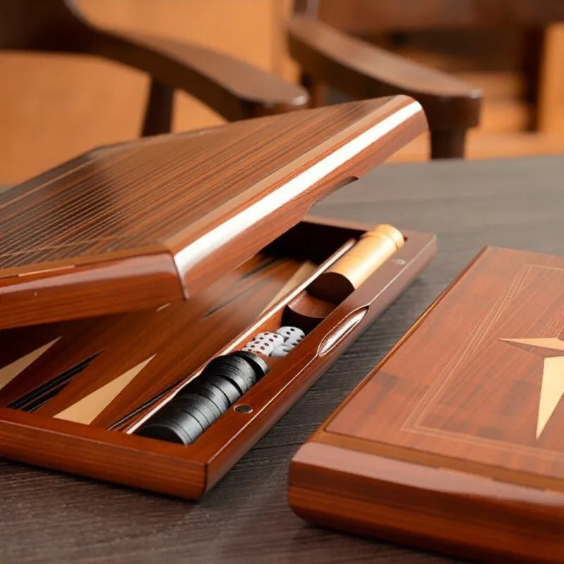 Juego de ajedrez y backgammon profesional de lujo, de madera maciza, tablero grande plegable de 11 a 19 pulgadas, hecho a mano, regalo para juegos de mesa familiares