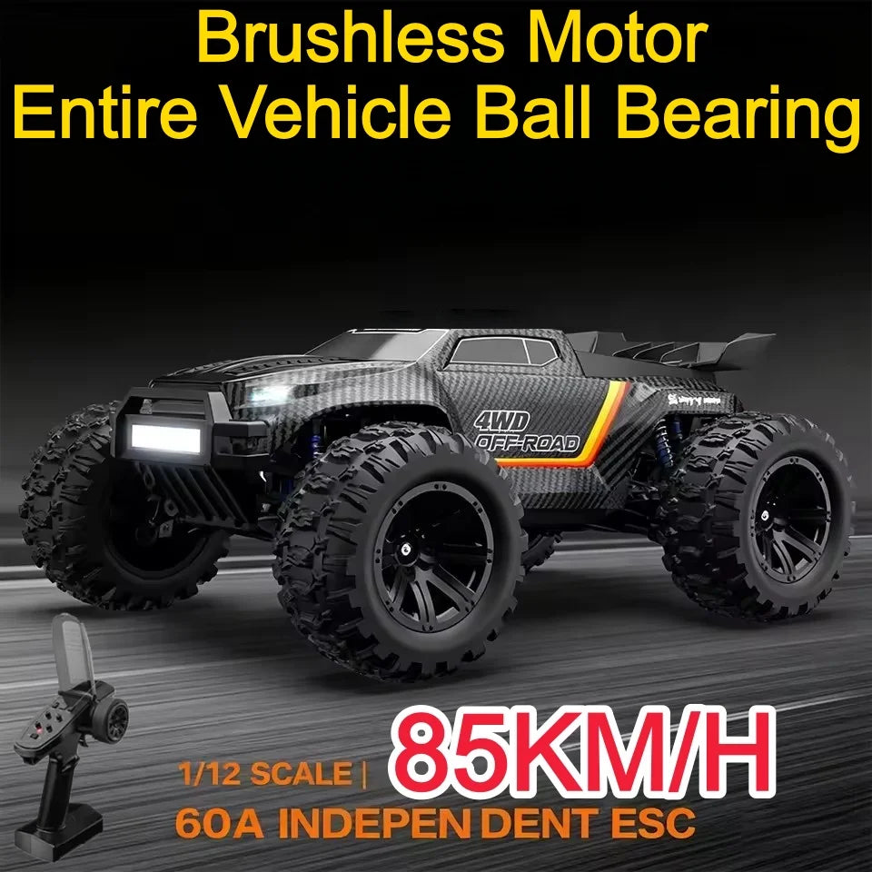 Coche RC todoterreno 1:12 4WD gris y negro con ruedas con tacos