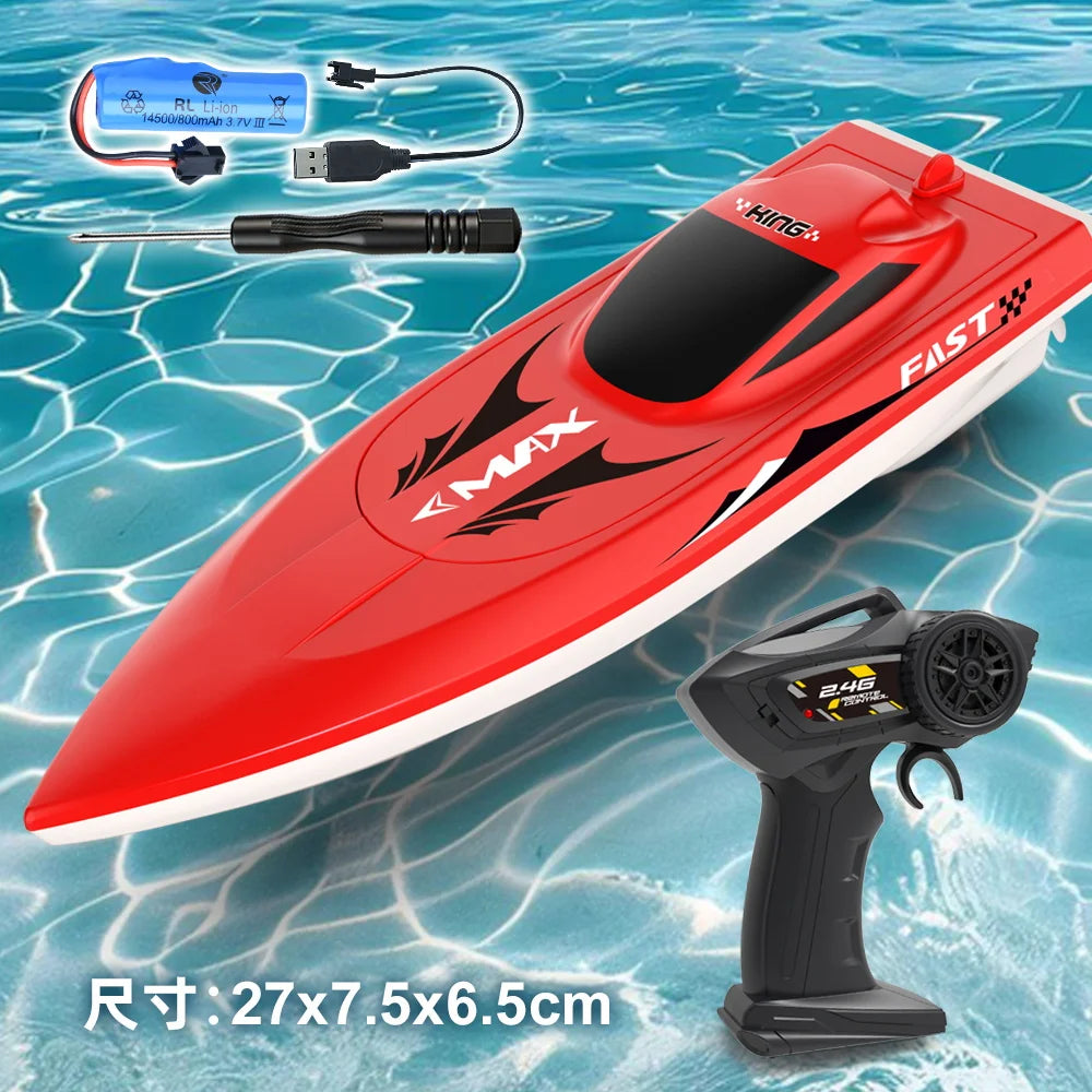 Lancha rápida a control remoto para niños, bote de carreras recargable de alta velocidad 2.4G, regalo de simulación impermeable para niños