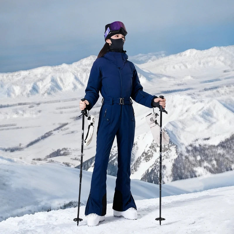 Nuevos Conjuntos de Esquí para Mujer 2026: Monos de Nieve Impermeables, Cortavientos y Cálidos para Deportes al Aire Libre, Transpirables, Sólidos y con Capucha
