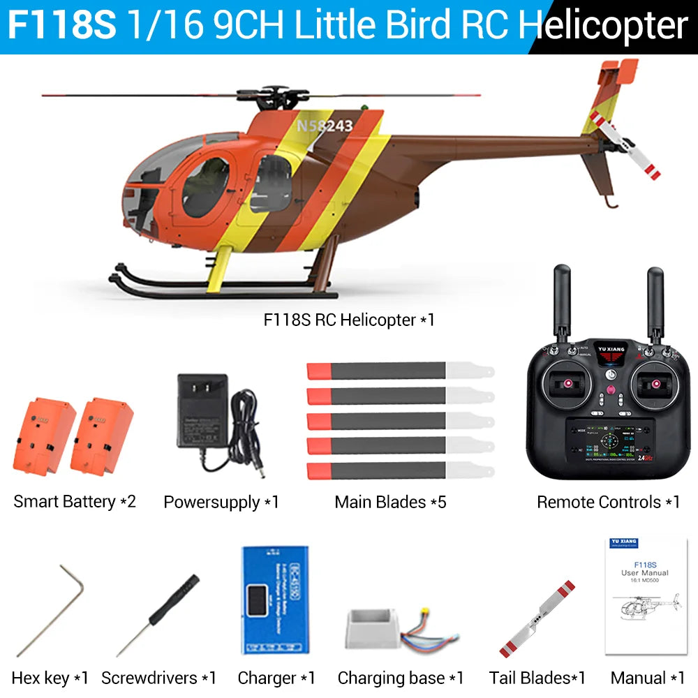 Nuevo YUXIANG F119S(MD500) helicóptero 9CH GPS 1/16 flujo óptico sin escobillas 18Min avión de lucha para regalo de vacaciones