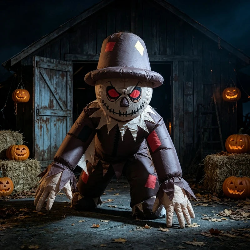 Disfraz inflable de espantapájaros de terror para Halloween, ideal para fiestas y reuniones. Disfraz de asesino de campo de trigo, perfecto para cosplay.