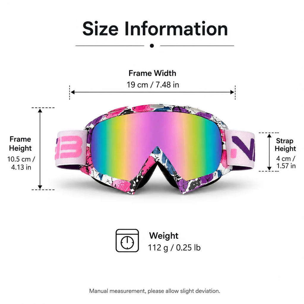 Gafas de Esquí, Aptas para Esquí y Snowboard, Gafas de Motociclismo para Todas las Estaciones, Equipadas con Lentes Anti-UV HD UV400