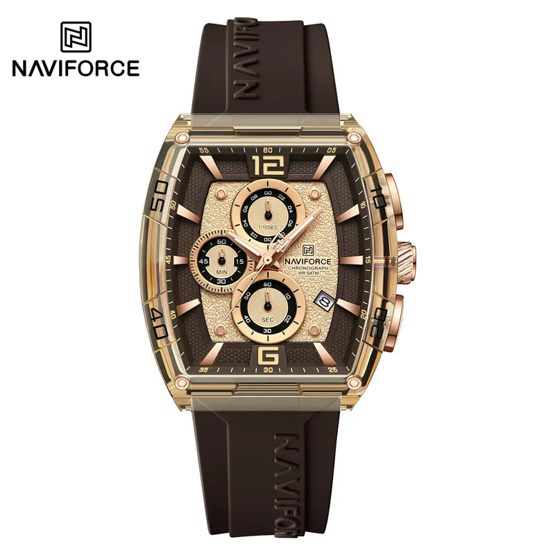 Reloj de moda para hombre de la mejor marca NAVIFORCE, cuarzo, correa de silicona, resistente al agua 50M, fecha, reloj de pulsera original para hombre 2025