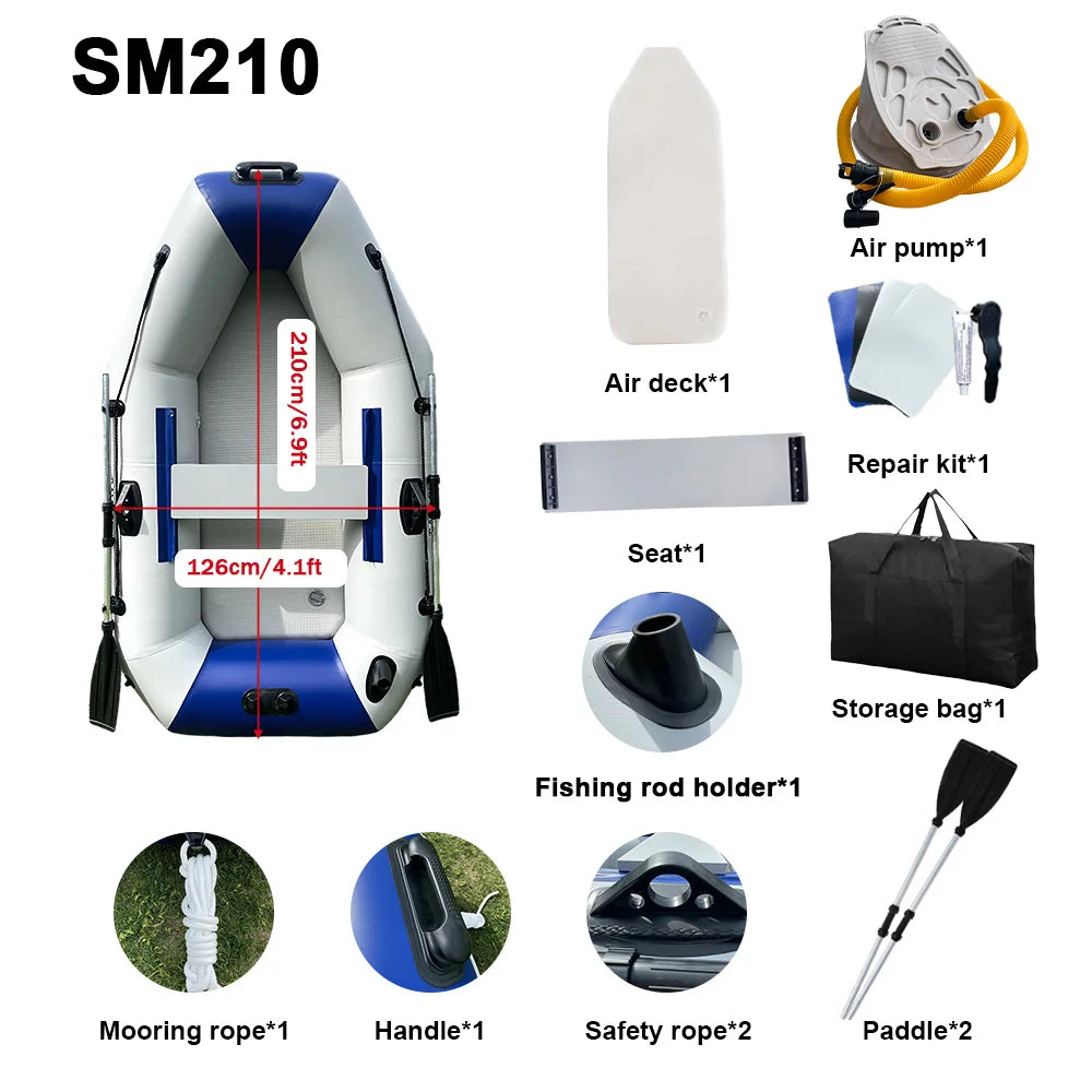 Bote inflable de PVC reforzado, para 1 a 3 personas, kayak inflable para pesca, bote plegable, canoa para deportes acuáticos al aire libre, pesca y rafting.