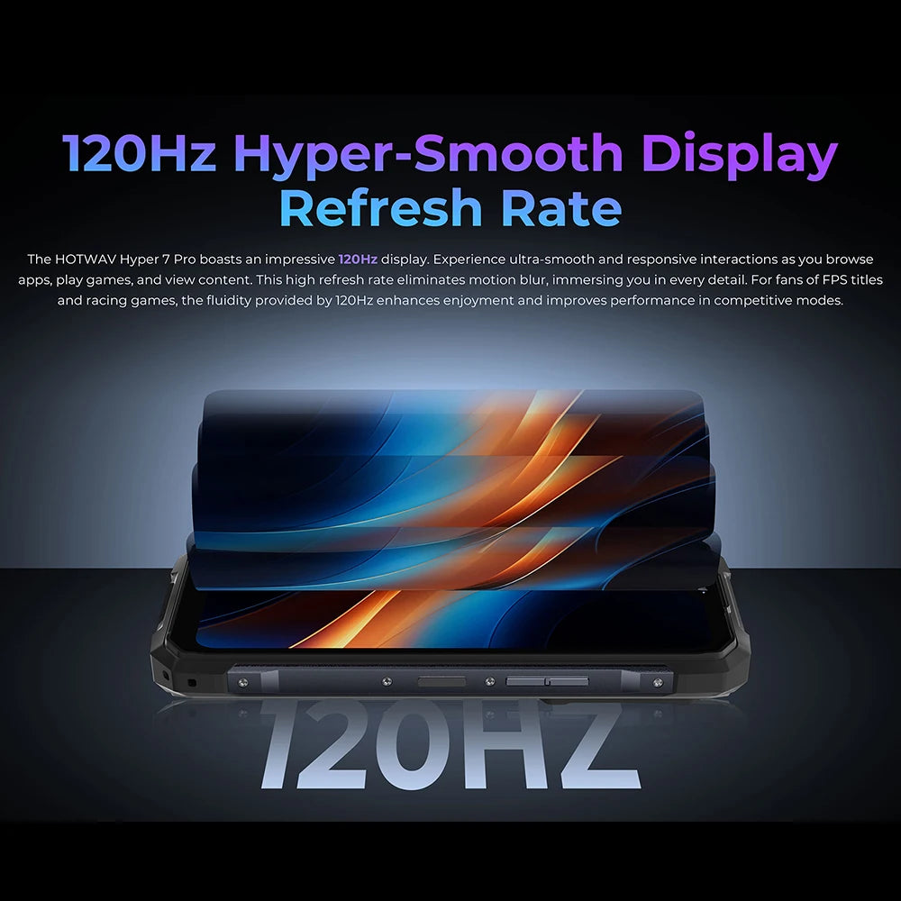 [Enviado desde Europa] Teléfono resistente HOTWAV Hyper 7 Pro 5G, pantalla FHD+ de 6,6 pulgadas y 120 Hz, 36 GB (12+24) de RAM + 256 GB de ROM, Dimensity 7050 5G, batería de 10800 mAh, carga rápida de 33 W, cámara de 200 MP + 32 MP, Android 14, NFC