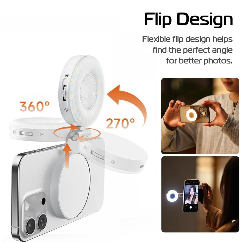 Luz de Selfie para teléfono, luz de relleno magnético para teléfono para grabación de vídeo, 3 modos de iluminación ajustable para maquillaje, cámara web para ordenador portátil