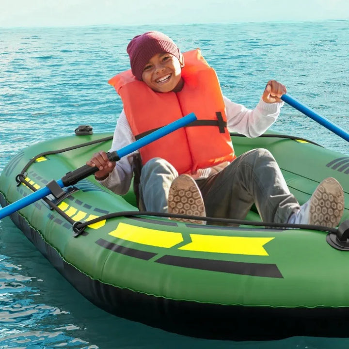 Kayak Inflable Reforzado para Pesca, Bote para Dos Personas, Color Verde Militar, Bote de Goma para Rafting, Bote Inflable Pequeño para el Agua