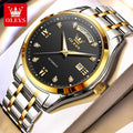 Reloj original de la marca OLEVS 6752 para hombre, reloj mecánico sencillo de lujo con correa de acero y caja de regalo.