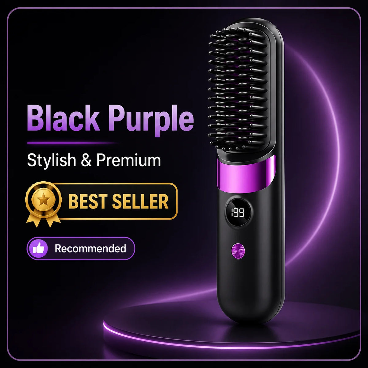 Cepillo Alisador de Cabello Portátil, Inalámbrico con Carga USB, Peine Caliente con Revestimiento Cerámico, Herramienta de Peinado Iónica Anti-Frizz