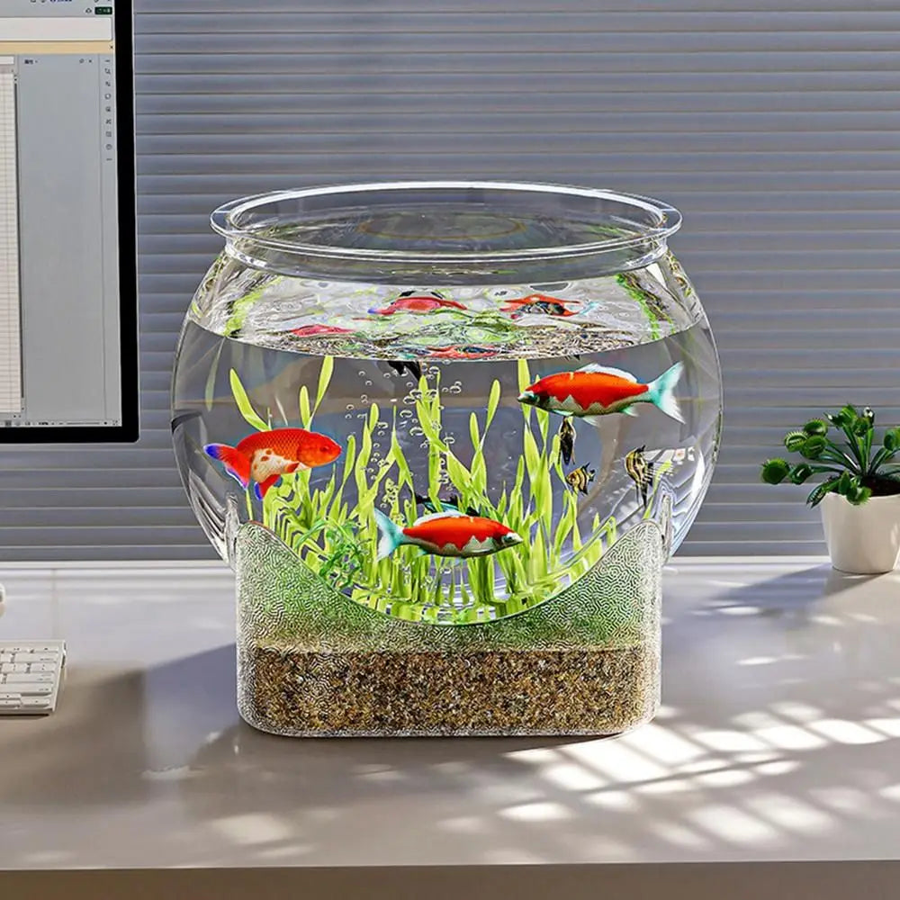 Nueva pecera transparente resistente a caídas, mejora la experiencia visual, acuario de escritorio, decoración redonda y duradera para peces ornamentales