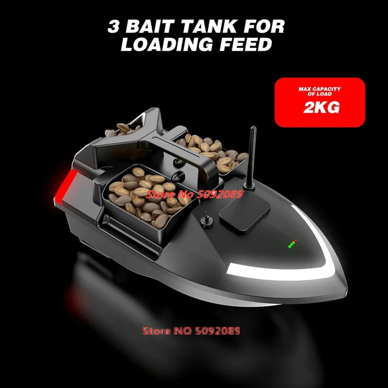 Barco cebador GPS inteligente de 40 puntos con retorno automático, embarcación teledirigida para pesca con capacidad de carga de 2 kg, alcance de 500 m y crucero a velocidad fija