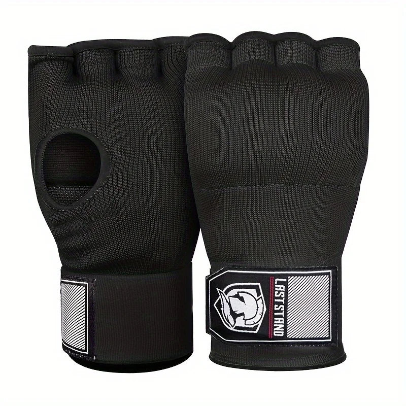 Guante de boxeo de Gel de medio dedo Mma, Sanda Muay Thai, guante interior de envoltura de mano para entrenamiento con correa de muñeca larga, accesorio de entrenamiento de boxeo