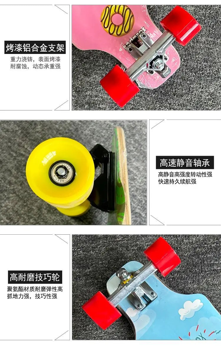 Monopatín profesional para adultos de 32x9,25 pulgadas, tabla de baile longboard, cepillo para niña, calle, camino de arce, velocidad hacia abajo, tabla de doble urdimbre para surf
