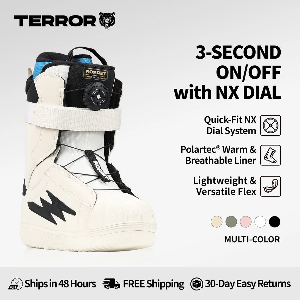 Botas de Snowboard TERROR |   Calzado de Invierno para Hombre y Mujer, Fácil de Poner, Forro Térmico Polartec, Cierre de Dial NX