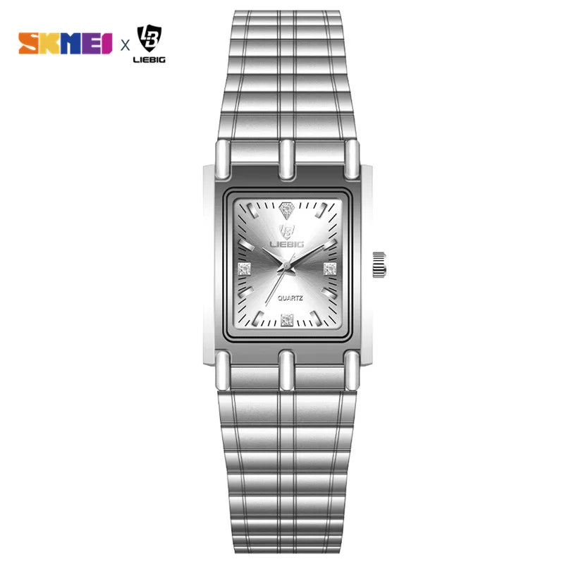 Relojes de pulsera LIEBIG Luxury de acero dorado, reloj de cuarzo para hombre y mujer, Relogio Masculino