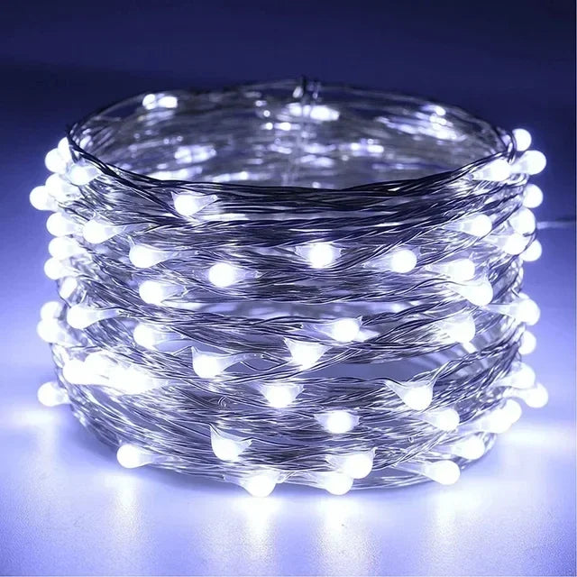Guirnalda de luces LED de alambre de cobre de 1M 2M 3M 5M 10M 20M 30M, iluminación navideña, guirnalda de hadas para decoración de árboles de Navidad, bodas y fiestas