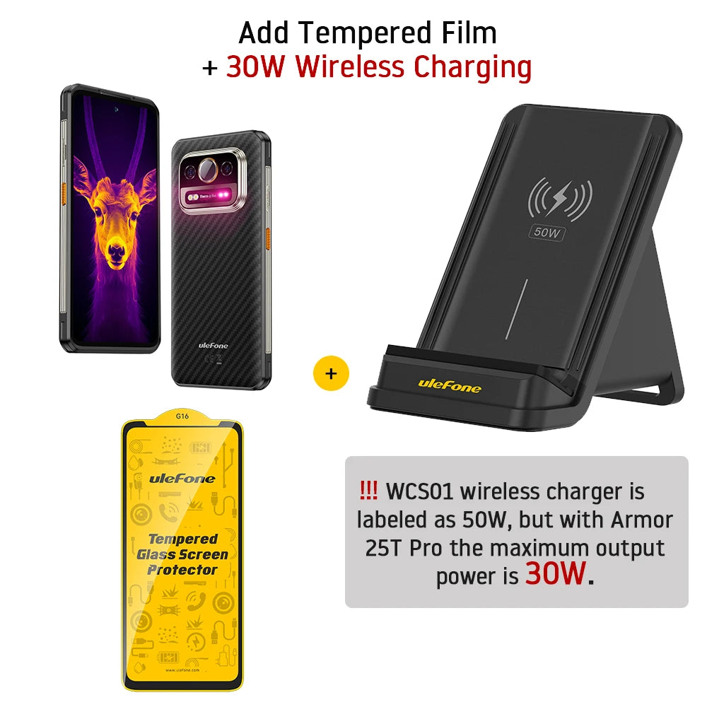 Ulefone Armor 25T Pro 5G Smartphone ultrarresistente Android 15, carga inalámbrica de 30W, 50MP+64MP, visión nocturna, NFC, resistente al agua